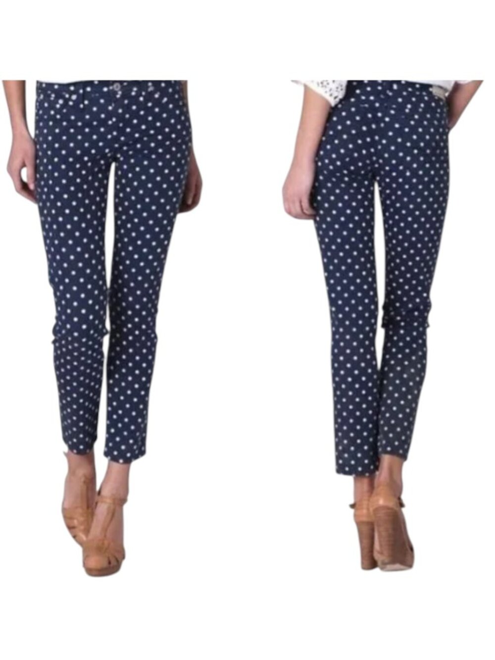 AG Adriano Goldschmied "The Stevie Ankle" Polka Dot Slim Straight Leg Jeans
